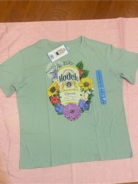 Mint Green Modelo Logo Graphic Tee